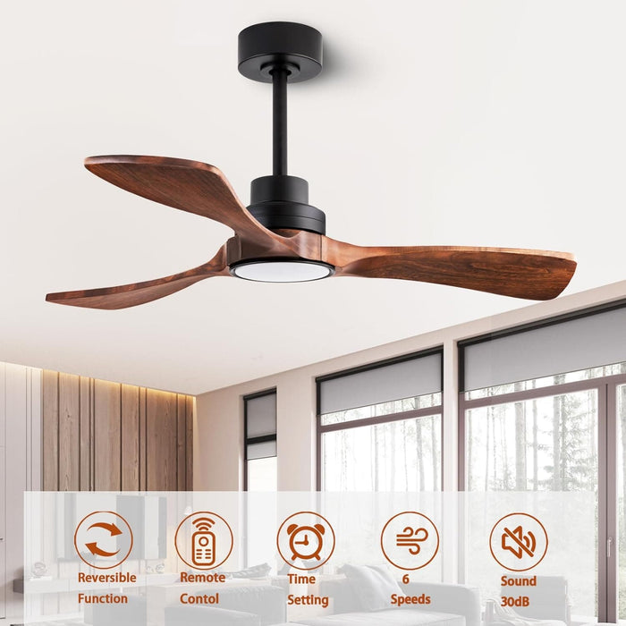 42 in. Indoor Wood Ceiling Fan with Light and Remote for Living Room Office, Farmhouse Black Outdoor Ceiling Fan, Outdoor Patio Fans-5-ErisView