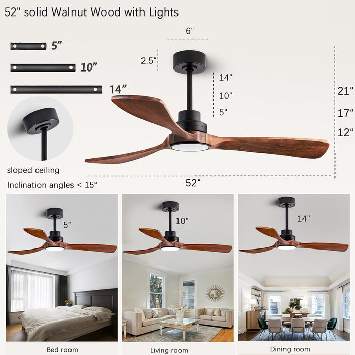 42 in. Indoor Wood Ceiling Fan with Light and Remote for Living Room Office, Farmhouse Black Outdoor Ceiling Fan, Outdoor Patio Fans-9-ErisView