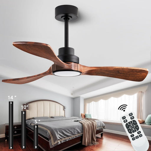 42 in. Indoor Wood Ceiling Fan with Light and Remote for Living Room Office, Farmhouse Black Outdoor Ceiling Fan, Outdoor Patio Fans-1-ErisView