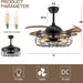 42 in. Industrial Retractable Ceiling Fan with Lights and Remote, Fandelier for Bedroom, Black Farmhouse Caged Ceiling Fan for Living Room Restaurant -4-ErisView