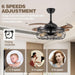 42 in. Industrial Retractable Ceiling Fan with Lights and Remote, Fandelier for Bedroom, Black Farmhouse Caged Ceiling Fan for Living Room Restaurant -5-ErisView