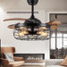 42 in. Industrial Retractable Ceiling Fan with Lights and Remote, Fandelier for Bedroom, Black Farmhouse Caged Ceiling Fan for Living Room Restaurant -1-ErisView