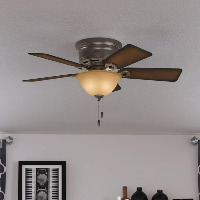42 in. Low Profile Ceiling Fan with LED Light Kit and Pull Chain, Hugger Ceiling Fan with Light-3-ErisView