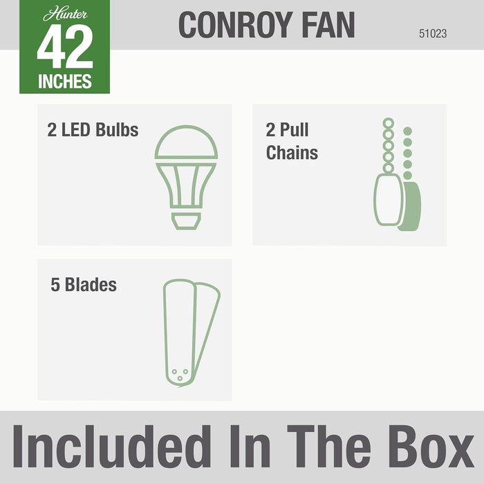 42 in. Low Profile Ceiling Fan with LED Light Kit and Pull Chain, Hugger Ceiling Fan with Light-4-ErisView