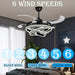 42 in. Modern Black Invisible Ceiling Fan Chandelier Light with Remote, Retractable Decorative Ceiling Fan with Light for Bedroom Living Dining Room -4-ErisView