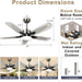 42 in. Modern Ceiling Fan for Porch Patio, Ceiling Fan with LED Light and Remote, Quiet Small Ceiling Fan for Bedroom Kitchen, Brushed Nickel Ceiling Fan-6-ErisView
