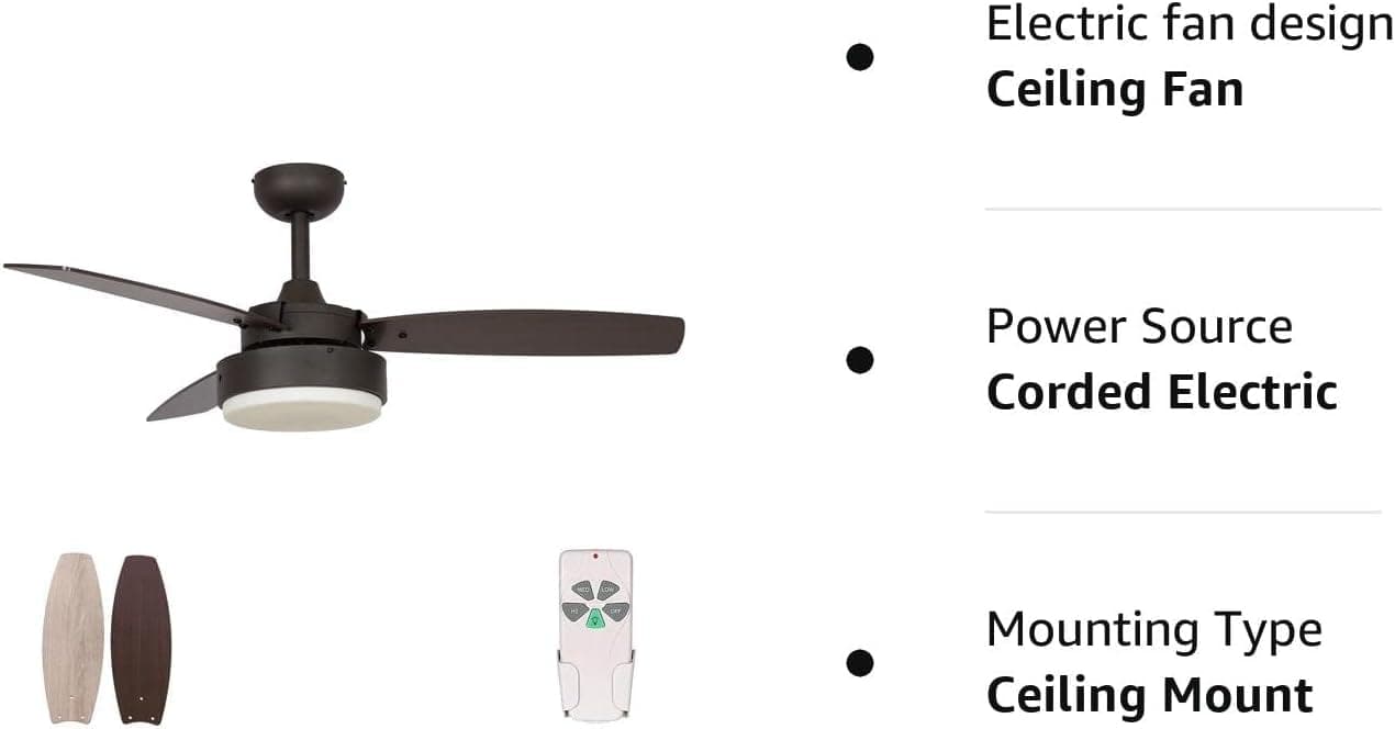 42 in. Modern Ceiling Fan with Light and Remote, Reversible Ceiling Fan for Living Room Bedroom Basement Kitchen, Oil Rubbed Bronze Ceiling Fan-10-ErisView