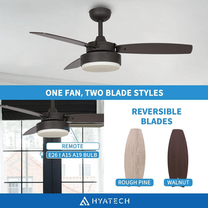 42 in. Modern Ceiling Fan with Light and Remote, Reversible Ceiling Fan for Living Room Bedroom Basement Kitchen, Oil Rubbed Bronze Ceiling Fan-2-ErisView