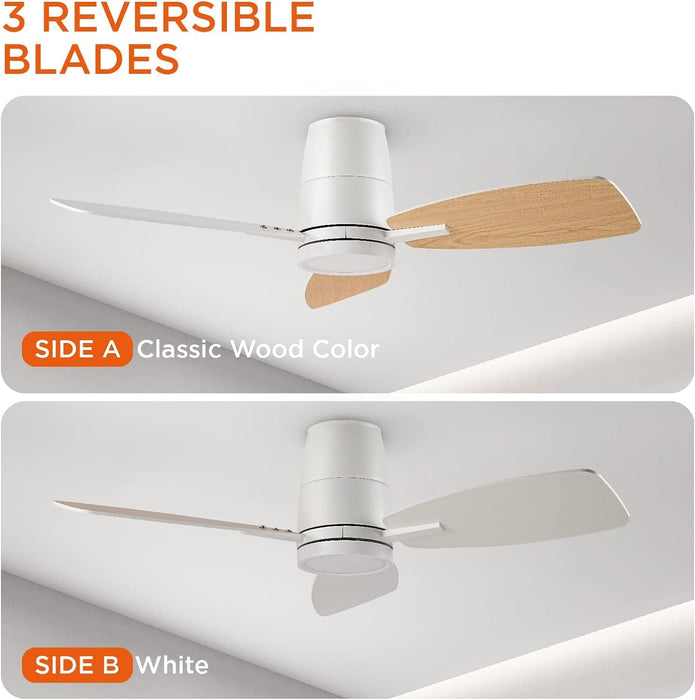 42 in. Modern Ceiling Fan with Lights and Remote, Reversible Quiet Low Profile Ceiling Fan for Bedroom Living Room Dining Room, Office Ceiling Fan-2-ErisView