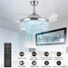 42 in. Modern Crystal Ceiling Fan with Lights and Remote, Dimmable Retractable Fandelier for Bedroom, Invisible Decorative Living Room Fan -7-ErisView