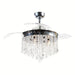 42 in. Modern Downrod Mount Ceiling Fan with Light Remote Control Crystal Shade-Chrome-ErisView