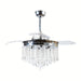 42 in. Modern Downrod Mount Ceiling Fan with Light Remote Control Crystal Shade-ErisView