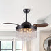 42 in. Modern Downrod Mount Ceiling Fan with Light Remote Control Crystal Shade-ErisView