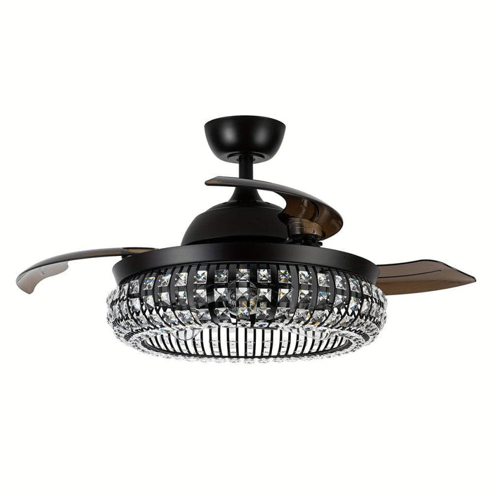 42 in. Modern Downrod Mount Ceiling Fan with Light and Remote Control, 3-Blade Ceiling Fan with Crystal Shade-ErisView