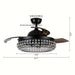 42 in. Modern Downrod Mount Ceiling Fan with Light and Remote Control, 3-Blade Ceiling Fan with Crystal Shade-ErisView