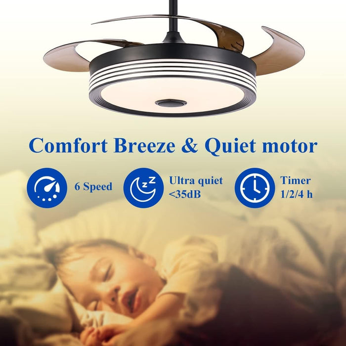 42 in. Modern Fan with Light, Retractable Blade Ceiling Fan with Light and Remote, Bluetooth Speaker, Smart RGB LED Living Room Fan with Light-4-ErisView