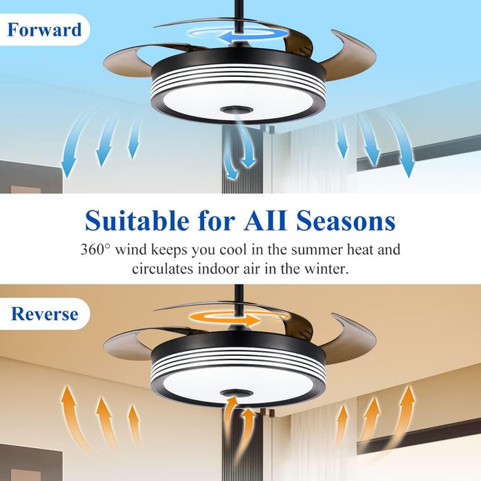 42 in. Modern Fan with Light, Retractable Blade Ceiling Fan with Light and Remote, Bluetooth Speaker, Smart RGB LED Living Room Fan with Light-7-ErisView