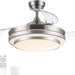 42 in. Modern Fandelier Ceiling Fan for Living Room Dining Room, Retractable Blade Ceiling Fan with Light Remote, Dimmable Brushed Nickel Ceiling Fan -1-ErisView