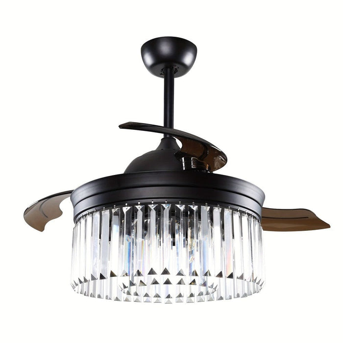42 in. Modern Farmhouse Downrod Mount Ceiling Fan with Light Kit Remote Control Crystal Shade-ErisView