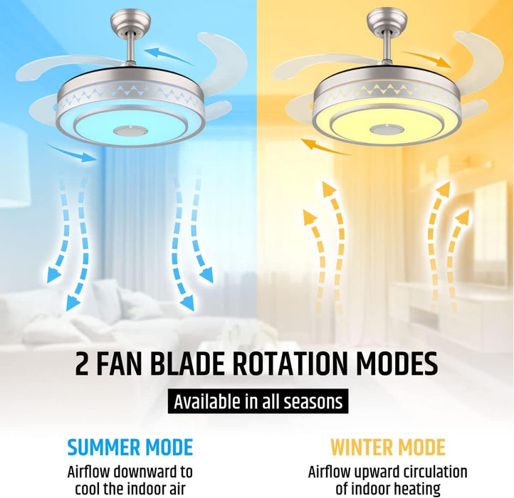 42 in. Modern RGB Ceiling Fan with Light and Remote, LED Fandelier Ceiling Fan with Bluetooth Speaker, Retractable Chandelier Ceiling Fan for Living Room-12-ErisView
