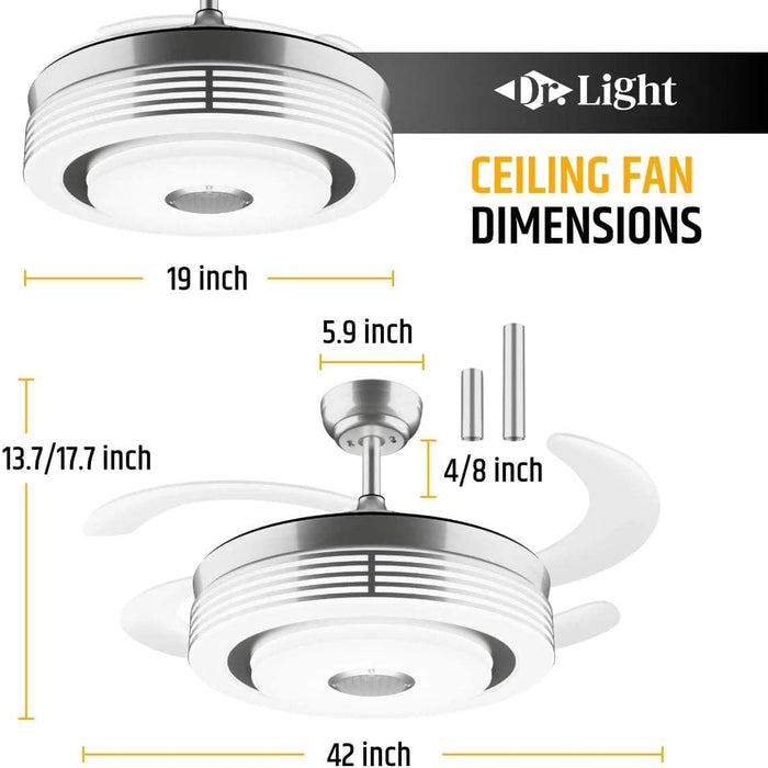 42 in. Modern RGB Ceiling Fan with Light and Remote, LED Fandelier Ceiling Fan with Bluetooth Speaker, Retractable Chandelier Ceiling Fan for Living Room-2-ErisView