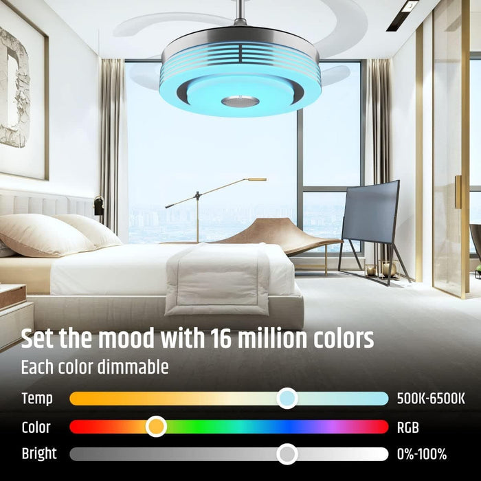 42 in. Modern RGB Ceiling Fan with Light and Remote, LED Fandelier Ceiling Fan with Bluetooth Speaker, Retractable Chandelier Ceiling Fan for Living Room-3-ErisView