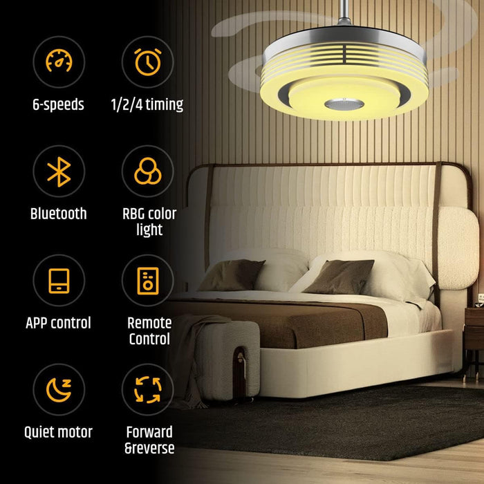 42 in. Modern RGB Ceiling Fan with Light and Remote, LED Fandelier Ceiling Fan with Bluetooth Speaker, Retractable Chandelier Ceiling Fan for Living Room-6-ErisView
