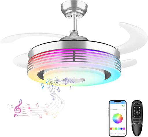 42 in. Modern RGB Ceiling Fan with Light and Remote, LED Fandelier Ceiling Fan with Bluetooth Speaker, Retractable Chandelier Ceiling Fan for Living Room-1-ErisView