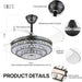 42 in. Modern Remote Control Ceiling Fan and Light, Black Retractable Low Profile Ceiling Fan without Blades, Smart LED Ceiling Fan for Bedroom Living Room-3-ErisView