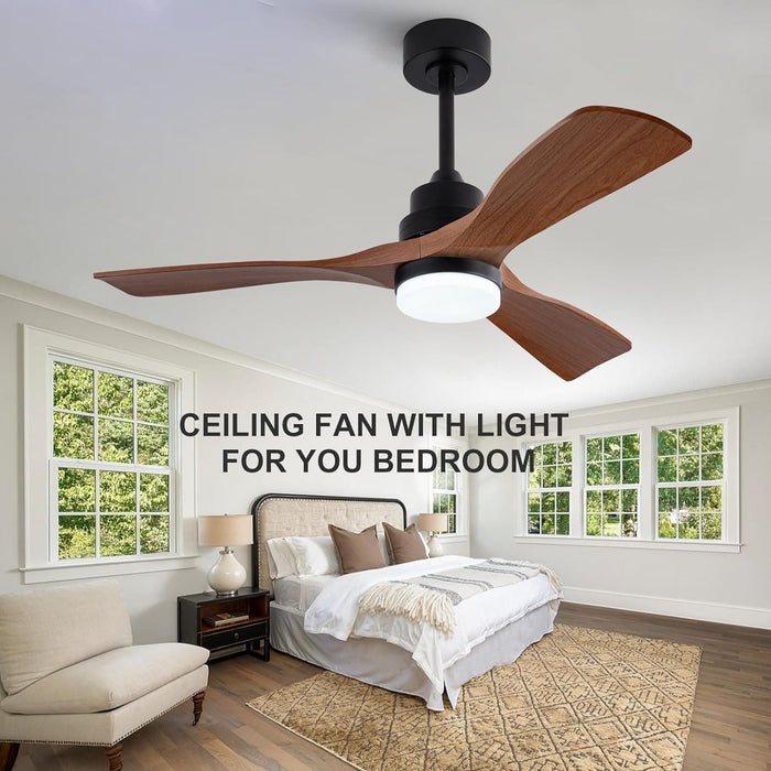 42 in. Modern Remote Control Ceiling Fan and Light, Brown Reversible Quiet Ceiling Fan with Light for Bedroom Living Room-7-ErisView