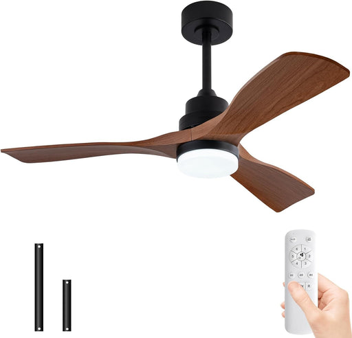 42 in. Modern Remote Control Ceiling Fan and Light, Brown Reversible Quiet Ceiling Fan with Light for Bedroom Living Room-1-ErisView