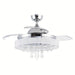 42 in. Modern Retractable 3-Blade Crystal Chrome Ceiling Fan with Light Kit Remote Control-ErisView