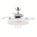 42 in. Modern Retractable 3-Blade Crystal Chrome Ceiling Fan with Light Kit Remote Control-ErisView