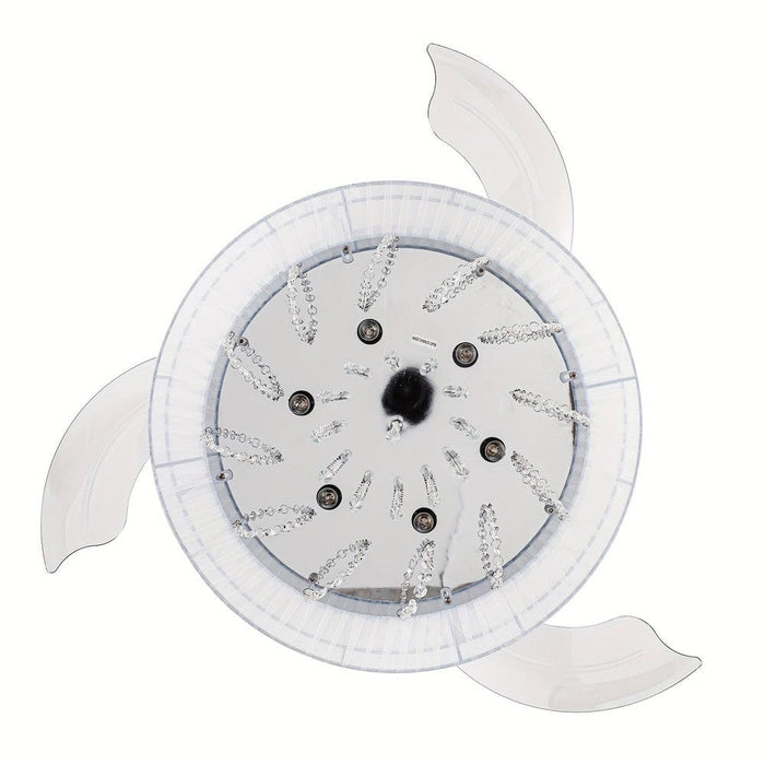 42 in. Modern Retractable 3-Blade Crystal Chrome Ceiling Fan with Light Kit Remote Control-ErisView