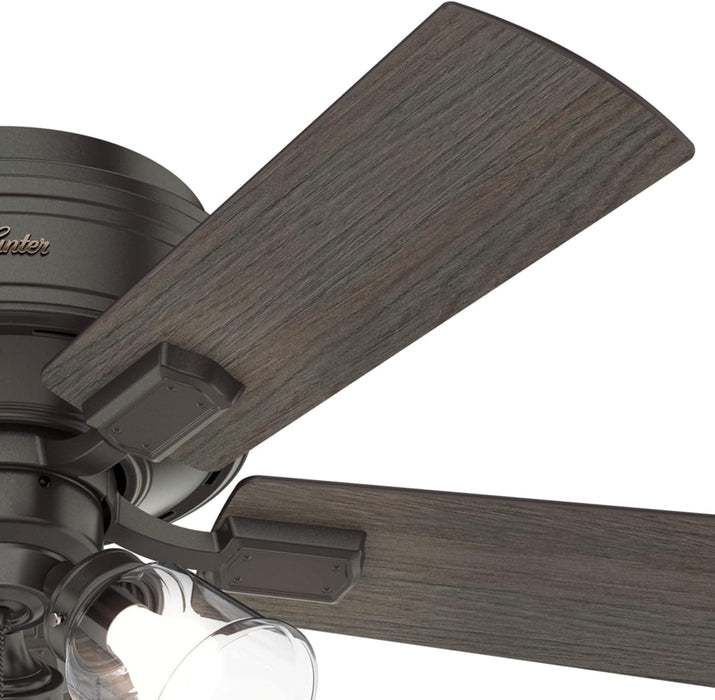 42 in. Noble Bronze Ceiling Fan, Indoor Low Profile Ceiling Fan with LED Light and Pull Chain Control, Hugger Ceiling Fans-10-ErisView