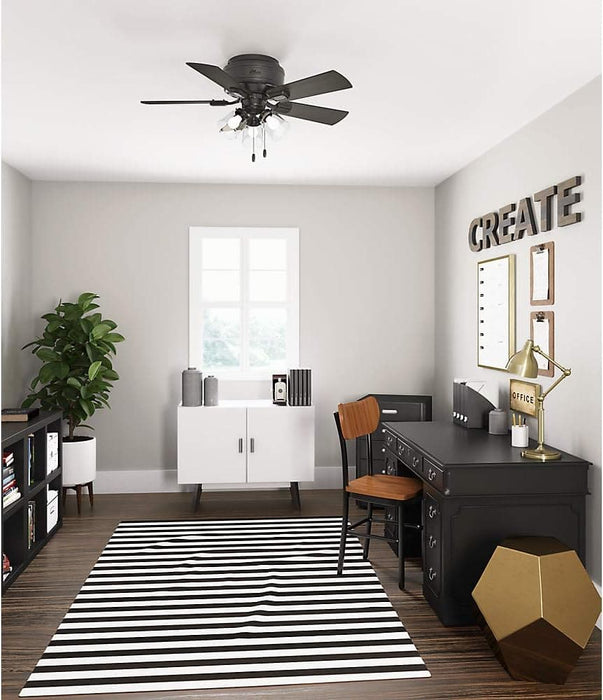 42 in. Noble Bronze Ceiling Fan, Indoor Low Profile Ceiling Fan with LED Light and Pull Chain Control, Hugger Ceiling Fans-11-ErisView