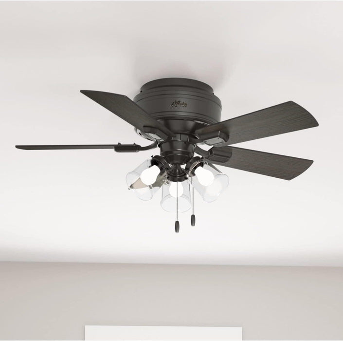 42 in. Noble Bronze Ceiling Fan, Indoor Low Profile Ceiling Fan with LED Light and Pull Chain Control, Hugger Ceiling Fans-2-ErisView