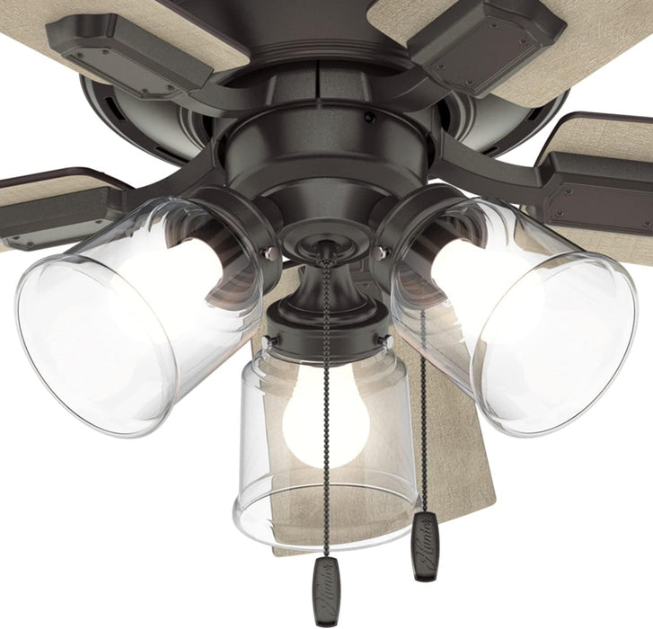 42 in. Noble Bronze Ceiling Fan, Indoor Low Profile Ceiling Fan with LED Light and Pull Chain Control, Hugger Ceiling Fans-9-ErisView