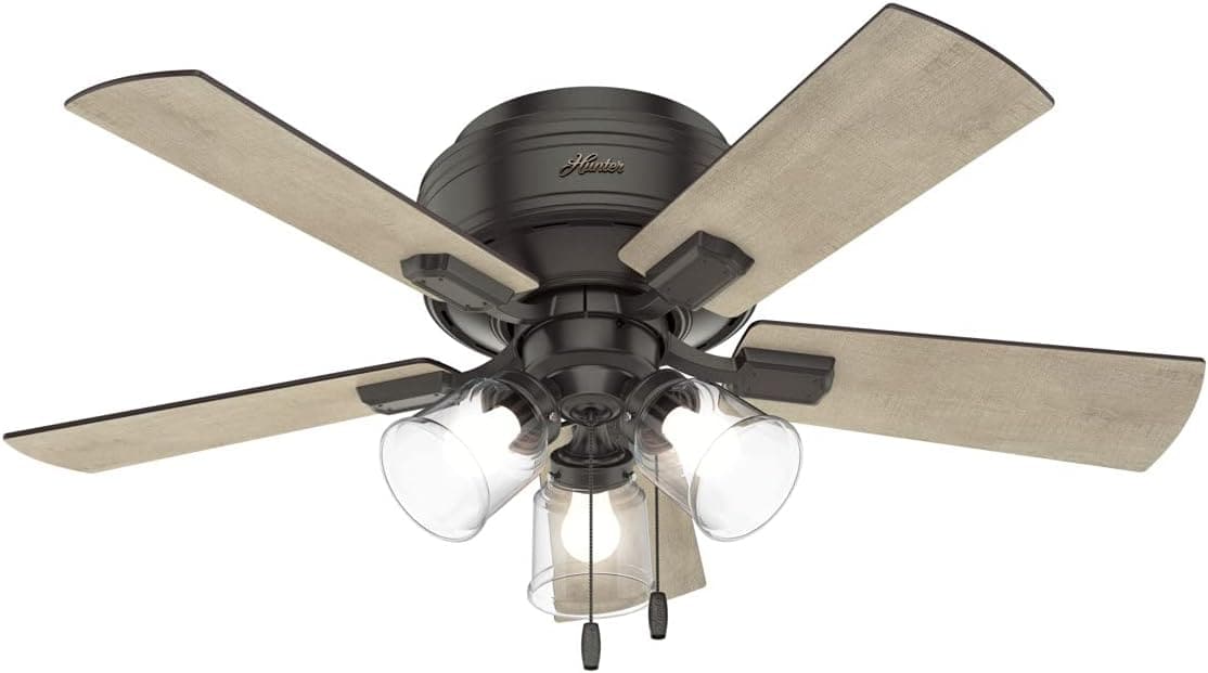 42 in. Noble Bronze Ceiling Fan, Indoor Low Profile Ceiling Fan with LED Light and Pull Chain Control, Hugger Ceiling Fans-1-ErisView