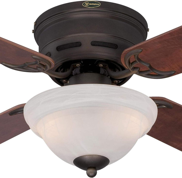 42 in. Oil Rubbed Bronze Ceiling Fan, White Bowl Indoor Dimmable LED Ceiling Fan Light Fixture-2-ErisView
