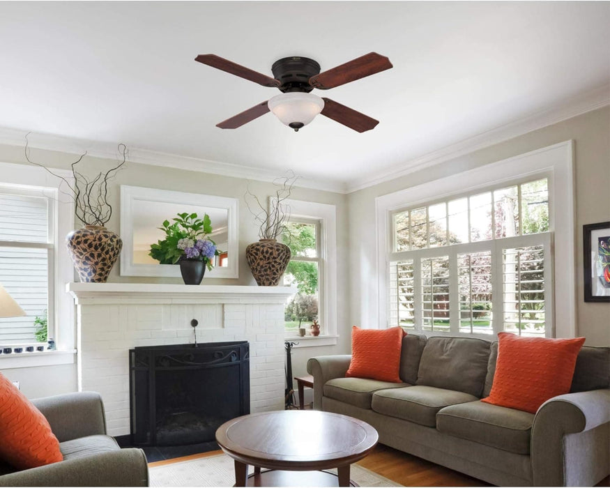42 in. Oil Rubbed Bronze Ceiling Fan, White Bowl Indoor Dimmable LED Ceiling Fan Light Fixture-4-ErisView