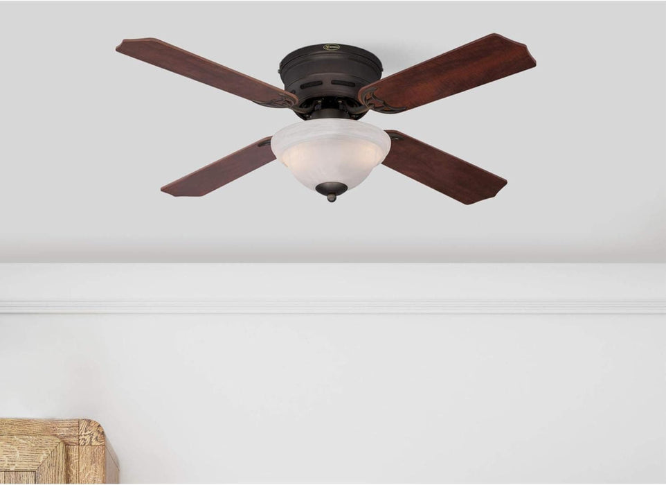 42 in. Oil Rubbed Bronze Ceiling Fan, White Bowl Indoor Dimmable LED Ceiling Fan Light Fixture-5-ErisView