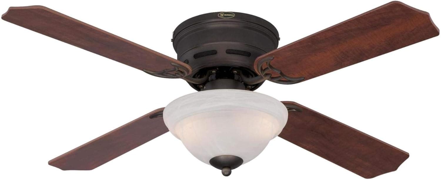 42 in. Oil Rubbed Bronze Ceiling Fan, White Bowl Indoor Dimmable LED Ceiling Fan Light Fixture-1-ErisView