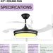 42 in. Pretty Ceiling Fans with LED Light and Remote, Unique Ceiling Fans, Modern Invisible Quiet Ceiling Fans for Living Room, Office Ceiling Fan-2-ErisView