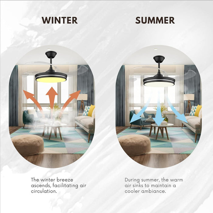 42 in. Pretty Ceiling Fans with LED Light and Remote, Unique Ceiling Fans, Modern Invisible Quiet Ceiling Fans for Living Room, Office Ceiling Fan-4-ErisView
