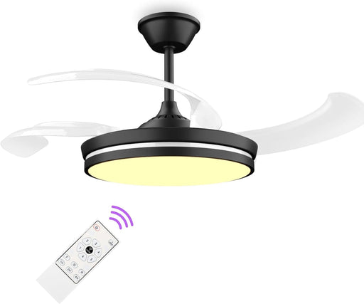42 in. Pretty Ceiling Fans with LED Light and Remote, Unique Ceiling Fans, Modern Invisible Quiet Ceiling Fans for Living Room, Office Ceiling Fan-1-ErisView