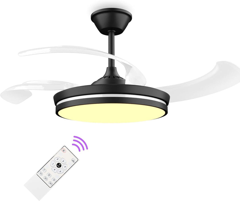 42 in. Pretty Ceiling Fans with LED Light and Remote, Unique Ceiling Fans, Modern Invisible Quiet Ceiling Fans for Living Room, Office Ceiling Fan-1-ErisView