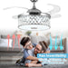 42 in. Pretty Ceiling Fans with Light, Bluetooth Ceiling Fan with Speaker Remote APP Control, RGB Dimmable Reversible Modern Bedroom Ceiling Fans-11-ErisView