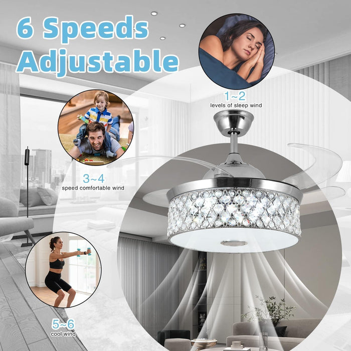 42 in. Pretty Ceiling Fans with Light, Bluetooth Ceiling Fan with Speaker Remote APP Control, RGB Dimmable Reversible Modern Bedroom Ceiling Fans-12-ErisView