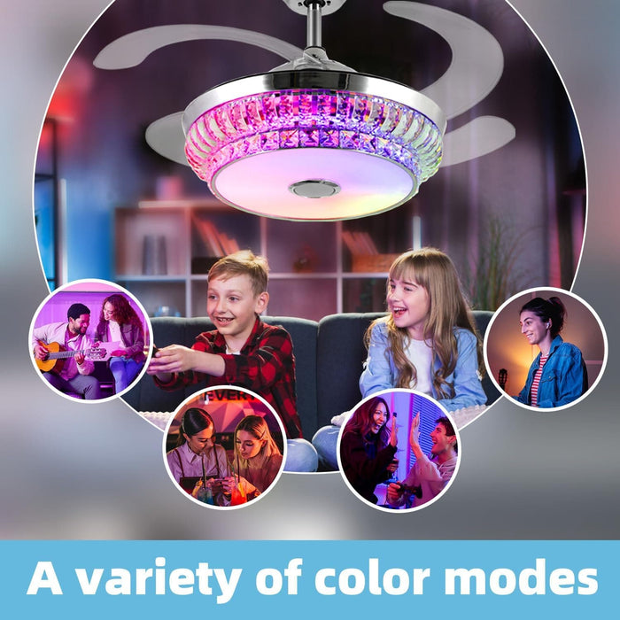 42 in. Pretty Ceiling Fans with Light, Bluetooth Ceiling Fan with Speaker Remote APP Control, RGB Dimmable Reversible Modern Bedroom Ceiling Fans-3-ErisView